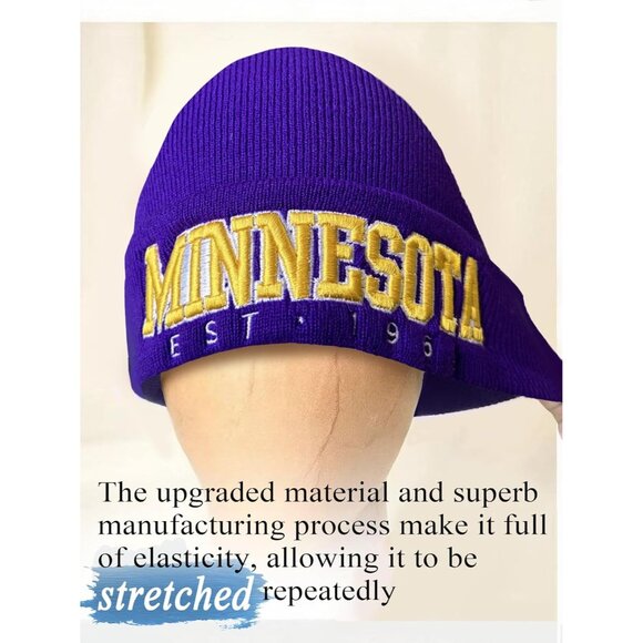 Women's Purple & Yellow Soft Knit Winter Hat For Cold Weather Beanie Toque Hat - Picture 3 of 6